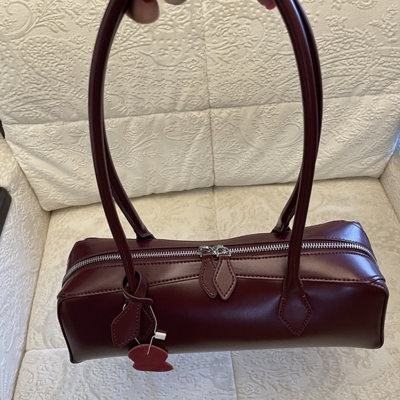 Nwt Genuine Leather Burgundy Bag - Picture 4 of 7